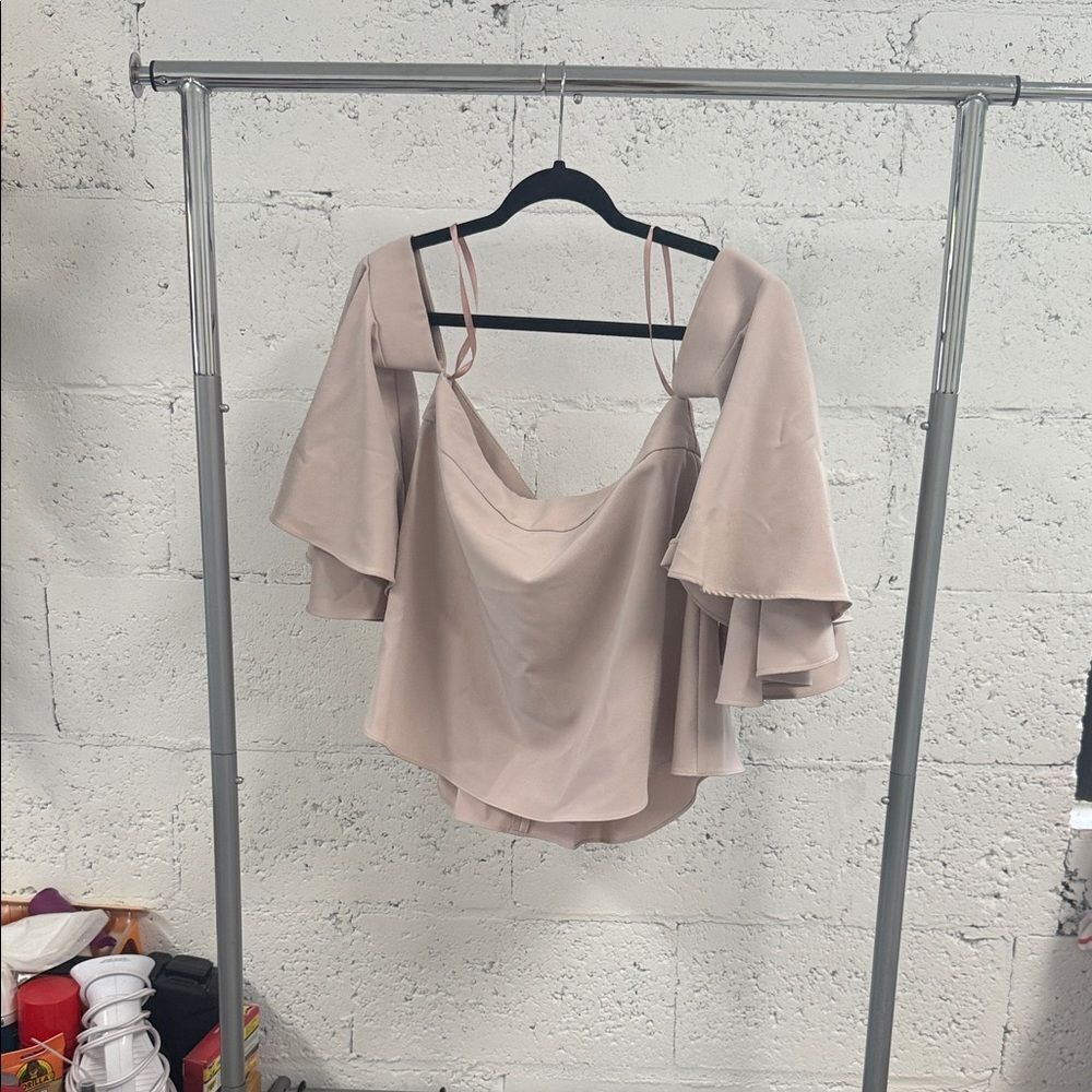 Off Shoulder Crop Top - Size 2 MILLY Tan Top - LIKE NEW - Small
